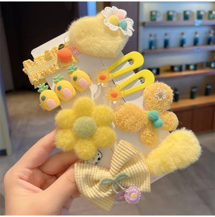 Children's Plush Hair Clip Autumn and Winter Little Girls' Side Barrettes Cute Girls' Baby Headwear 2024 New Hairpins