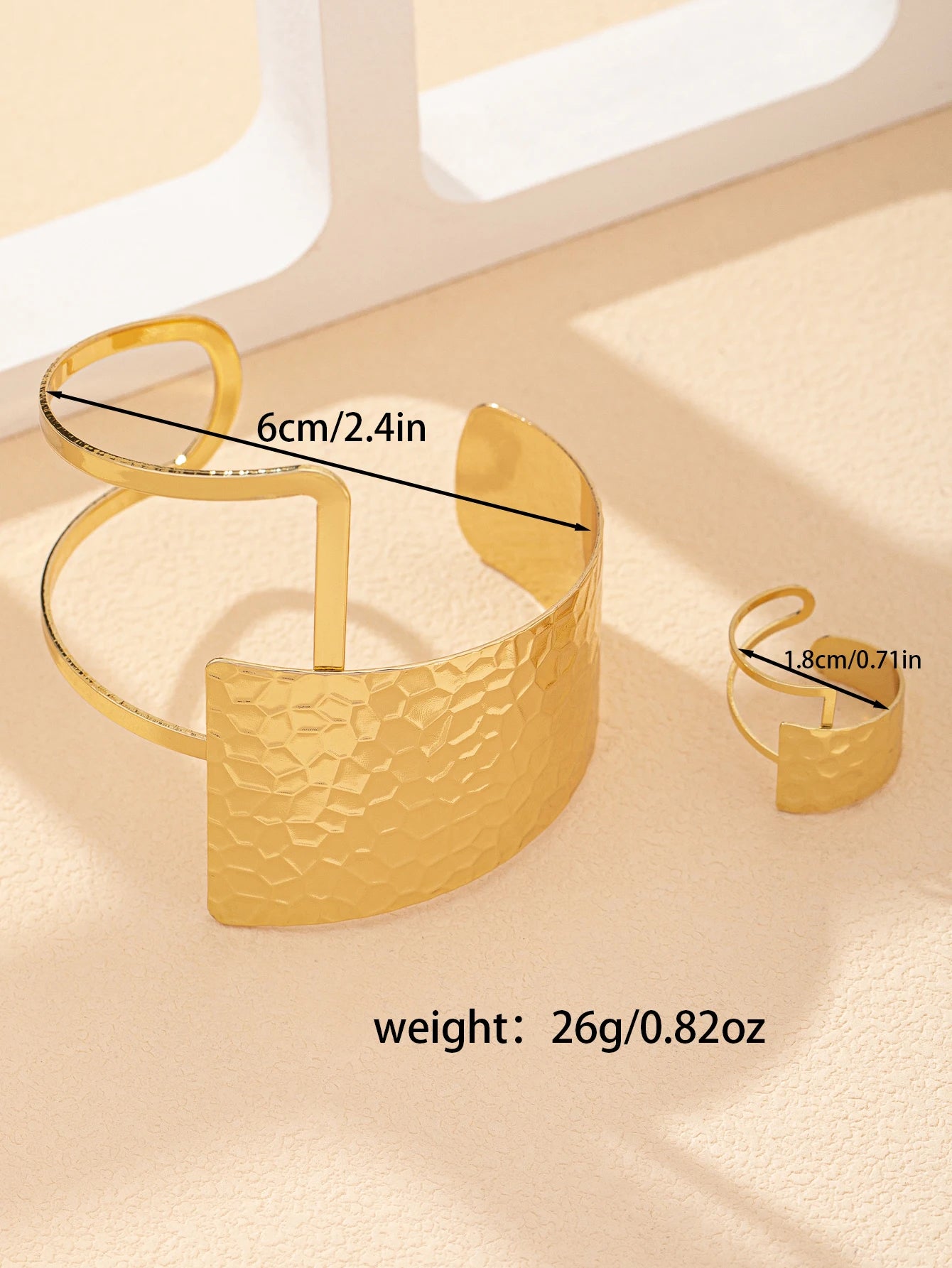 1 set of European and American style cross-border simple elegant versatile retro asymmetrical bracelet ring