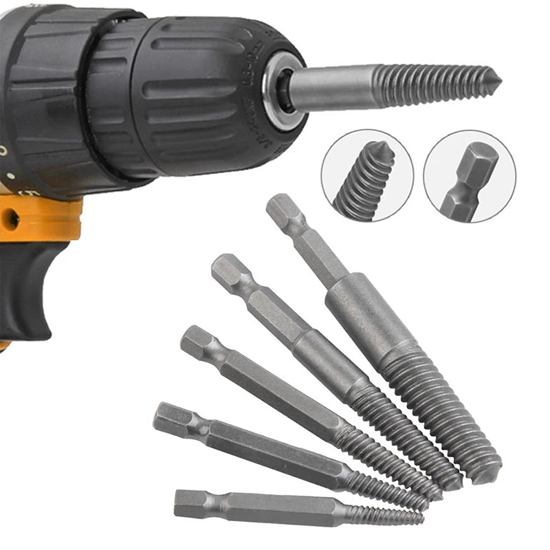 5pc Hex Handle Broken Head Screw Removal Tool 60mm Black Electric Hex Screw Removal Tool Set Cover Manual Screwdriver