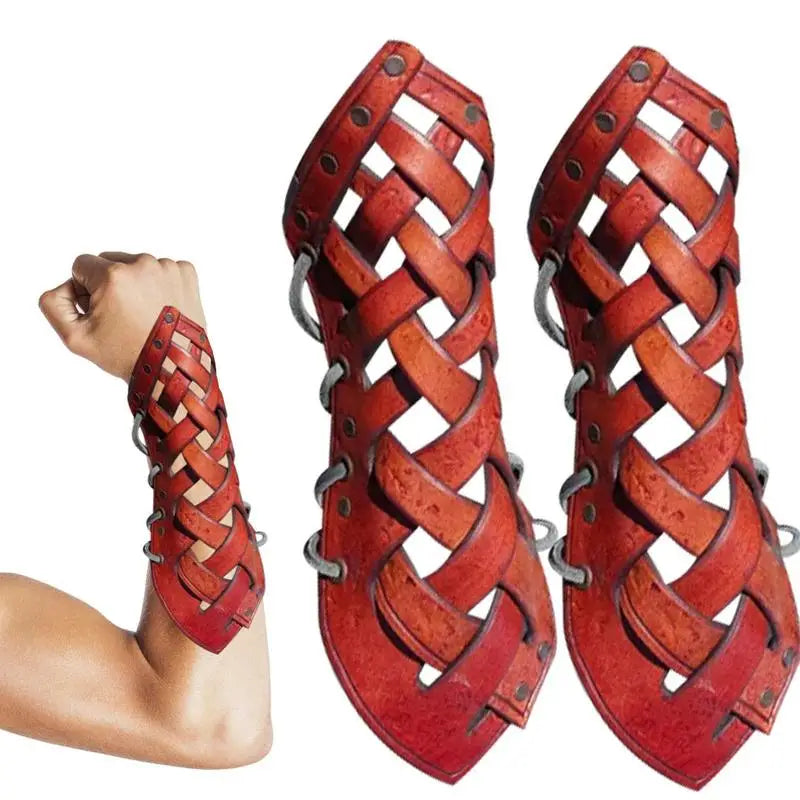 1 Pair Adjustable Arm Bracer Men Arm Guards Medieval Leather Bracers Halloween Costume Cosplay Leather Arm Guards Accessories
