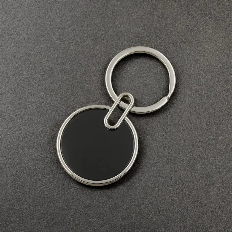 Custom Engraving Logo Name Metal Keychain Personalized Keyring Key Ring Chain Plate Laser Marking Black Mirror Promotional Gift