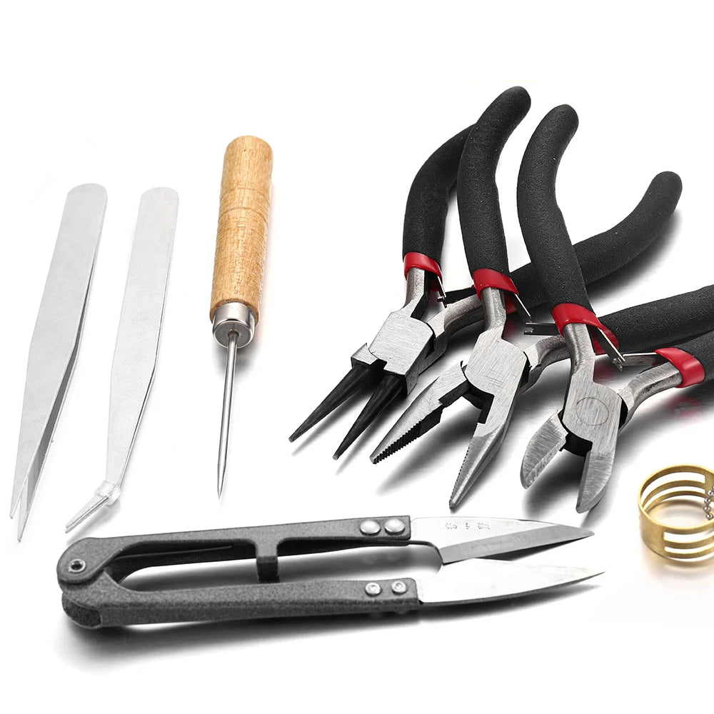 1set of tools for making jewelry tool set organizer pliers tweezers for bracelet necklace making jewelry making kits