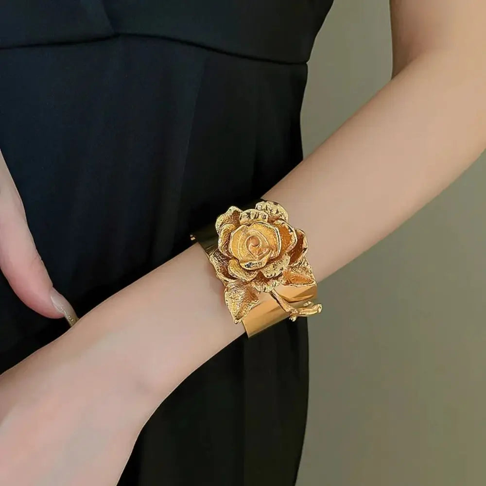 Flower Fairy Rose Brooches Bangle Collar Pin Bouquet Open Bracelet Alloy Jewelry Accessories Banquet Clothes Pin Friends Gift