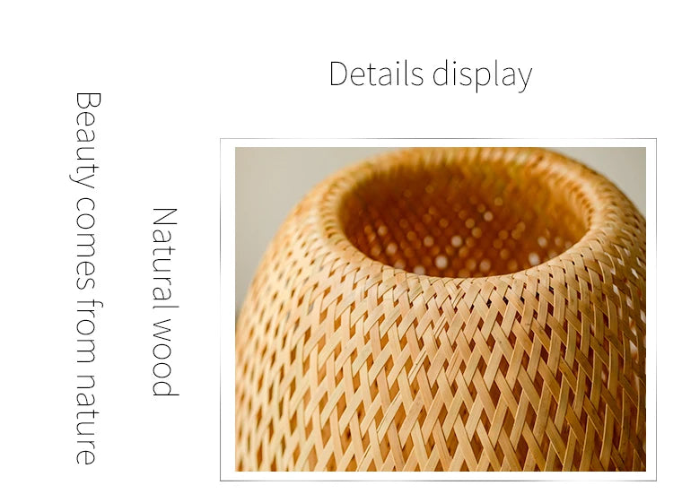 Dimmable Table Lamp, Rattan Bedside Lamp with Small Vintage Nightstand Light for Bedroom Living Room Desk Wooden Wicker Shade