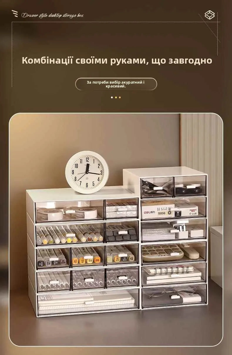 Desktop Organizer Der Sle Transparent Storage Box Stationery Supplies Arrangement Box Office Desk Workstation Transforma...