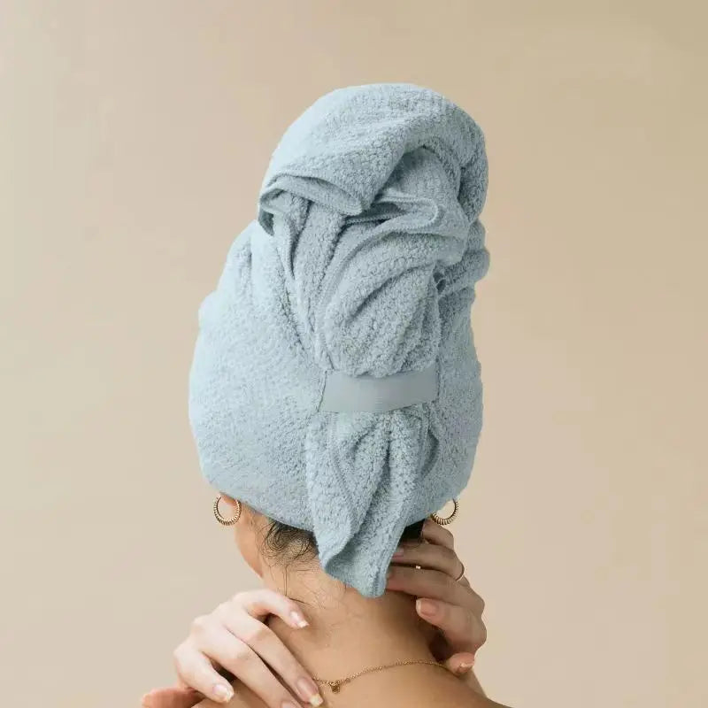 Toalla de microfibra para el cabello, envoltura extragrande de secado rápido con banda elástica, turbante suave Ultra absorbente