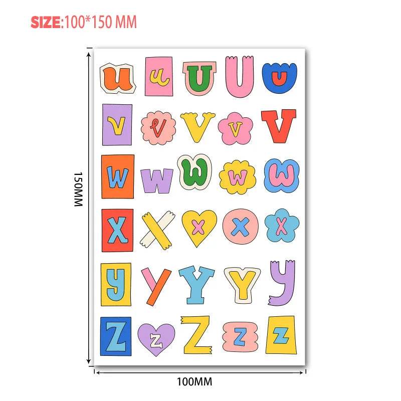 8 Sheets Alphabet Symbols Label Sticker,Color Letter Diary Collage Material Stickers Decorative Sticker