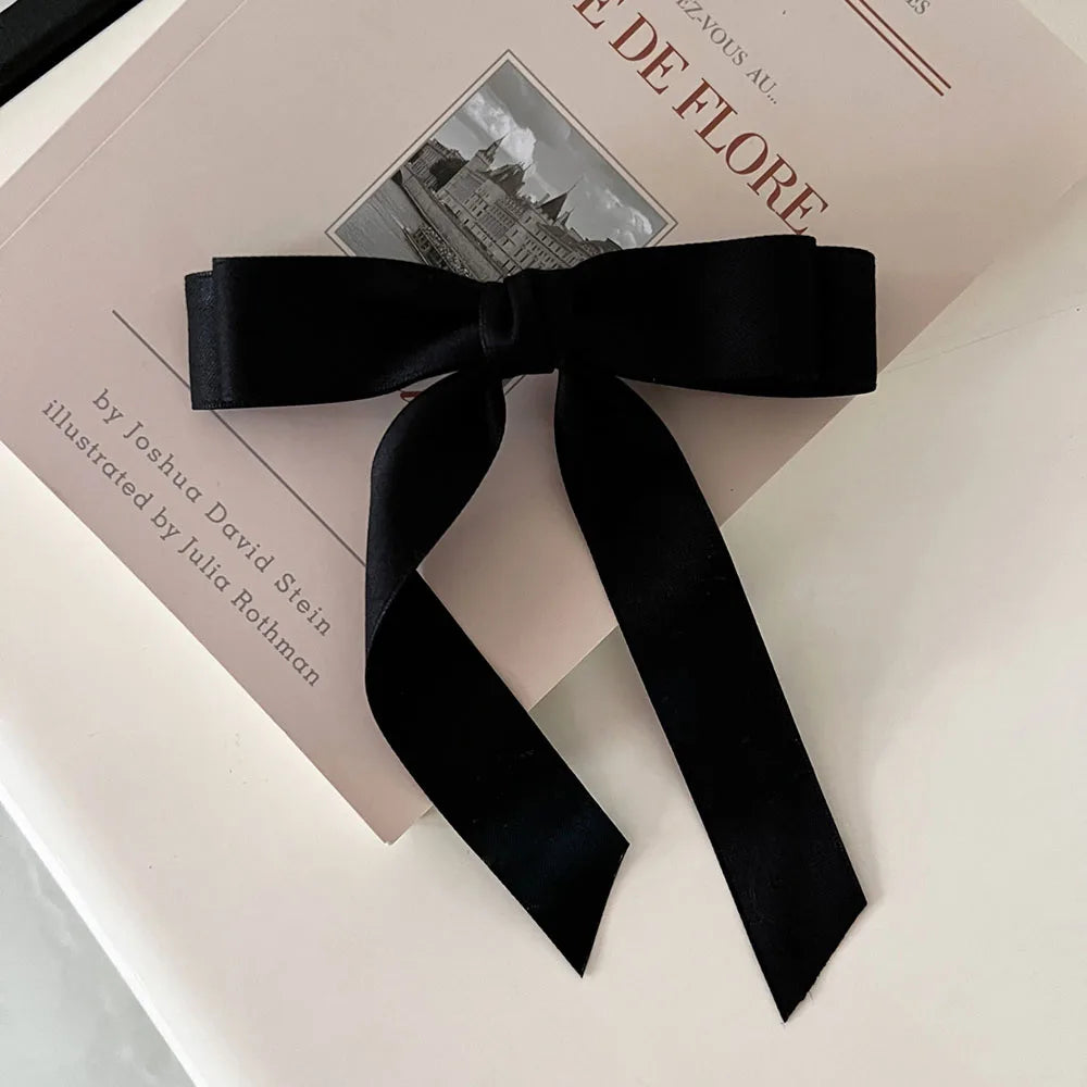 Fashion Fabric Hair Bow Hairpin for Women Girls Ribbon Hair Clips Black White Bow Top Clip Female Hair Accessories