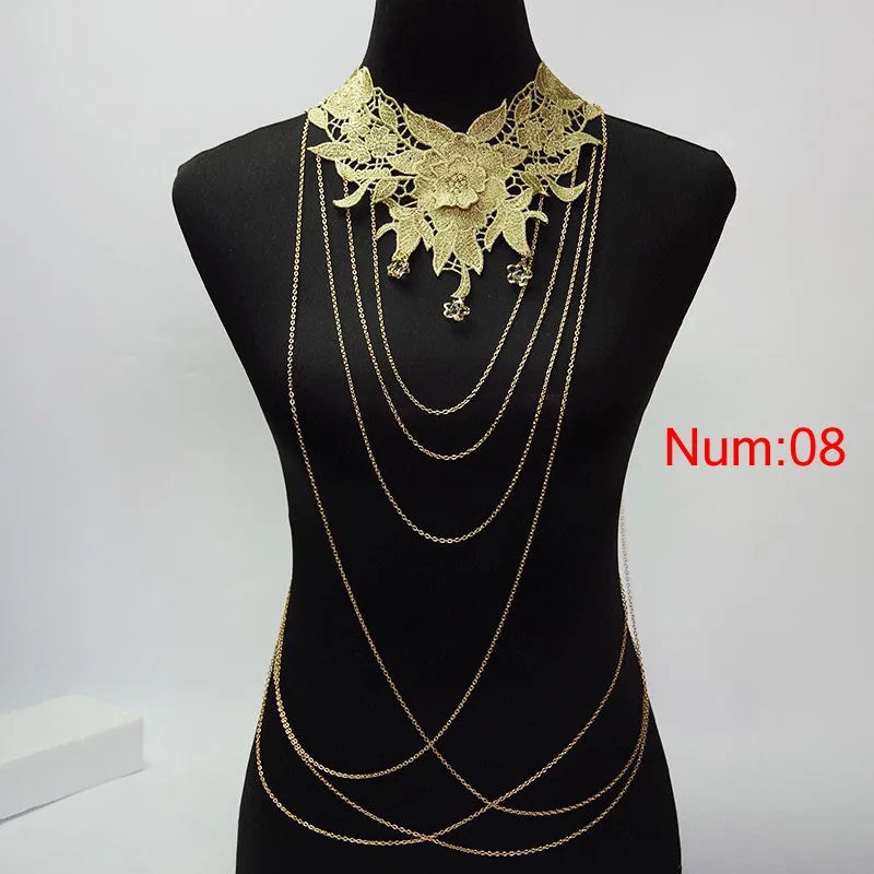 Fashion Chain Necklace Lace Flower Collares Sexy Women Lace Necklace 2017 Elegant Party summer jewelry