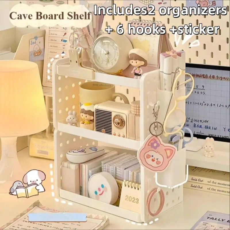 New Multi-functional 3-tier Desktop Organizer, Desktop Shelf, Hole Board, Pen Holder Office Desk Organizer, Desk Desk Organizer