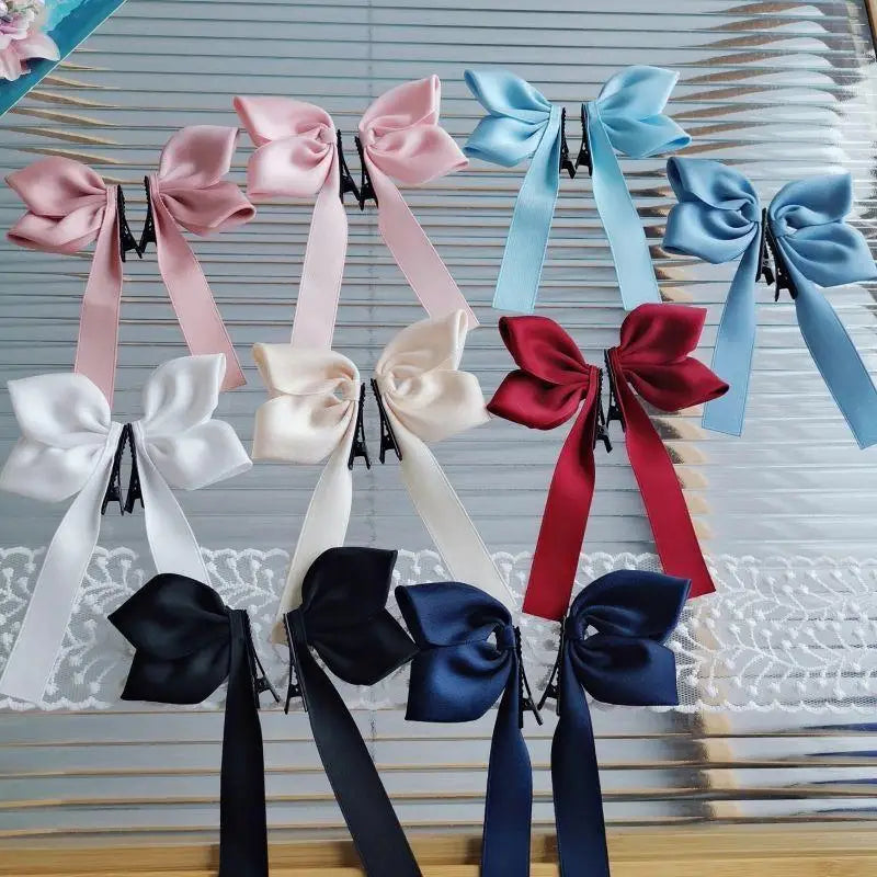 Cute Bowknot Hair Clips Fashion Sweet Hair Accessories Side Clip Headdress Headwear Ribbon Hair Bows Clips Hairpin Girls