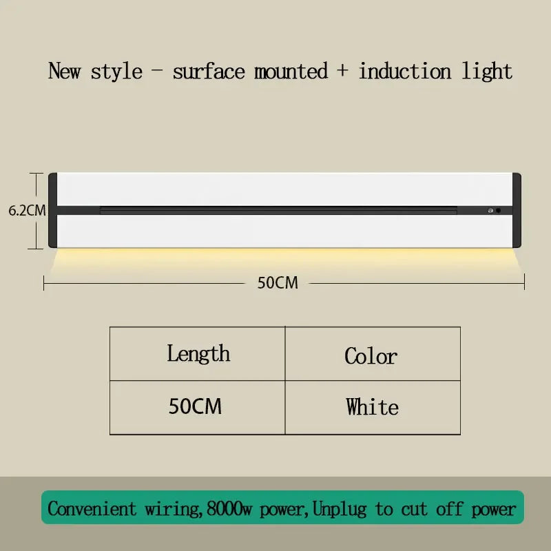 EU US Universal Home Room Movable Power Rail Sliding Track Socket With LED Human Body Induction Light Desktop Mobile Socket