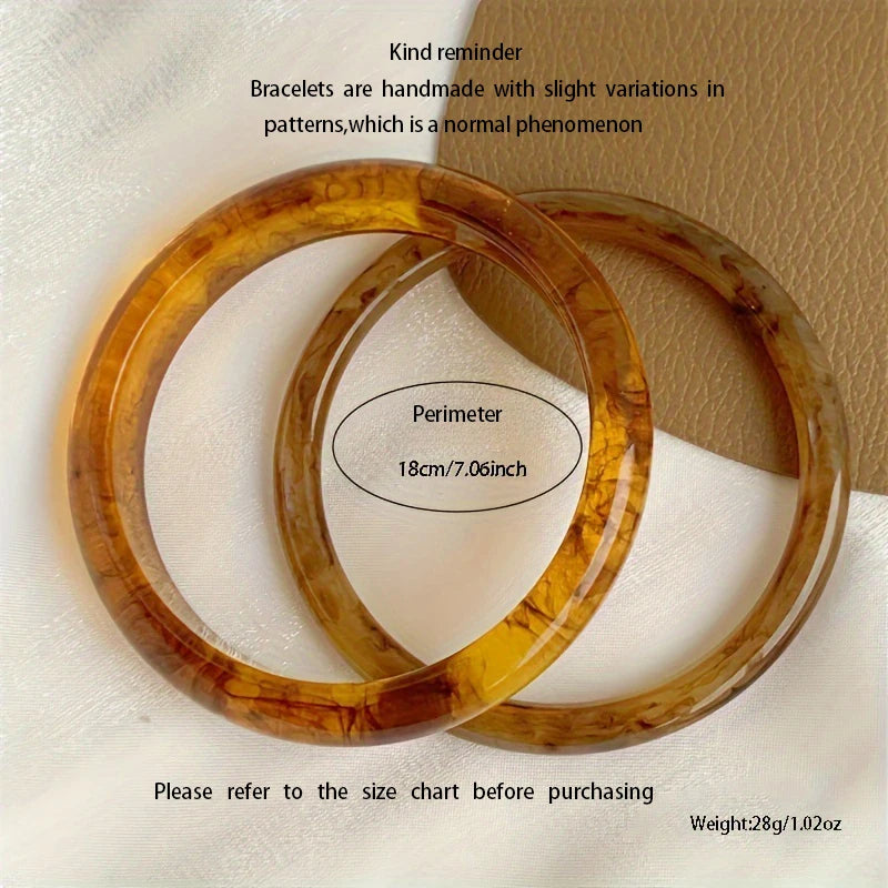 2-piece set of retro resin bracelets for women's temperament, high-end fashion gifts, versatile for daily use