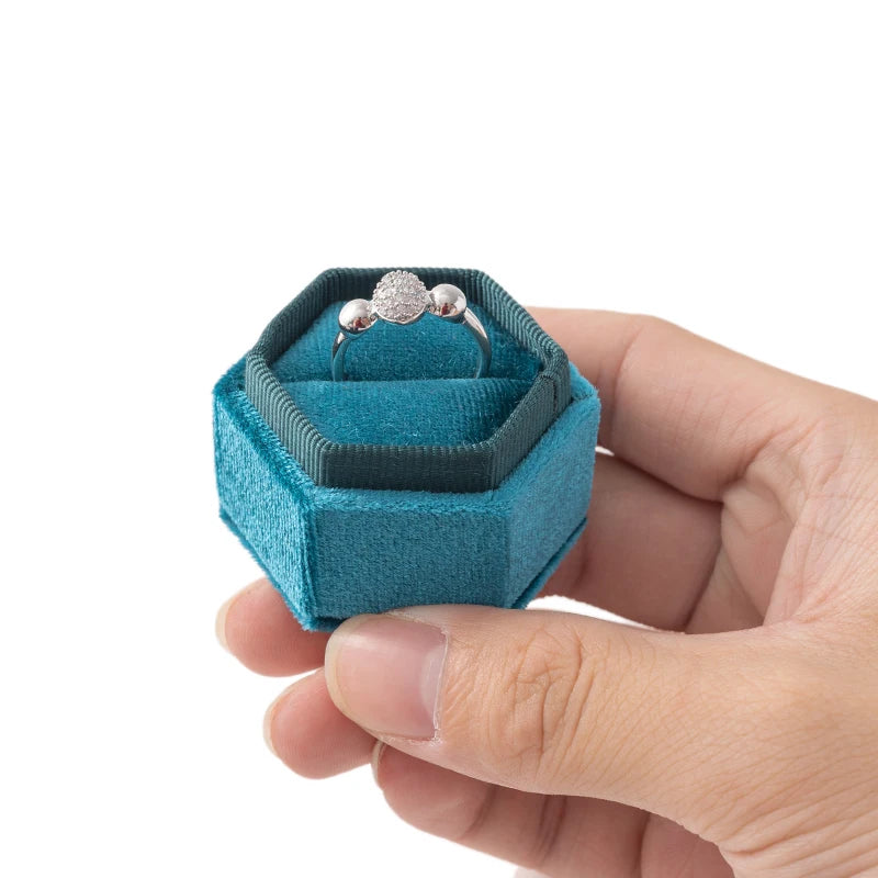 Velvet Single Ring Box Gift Jewelry Organizer Packaging for Wedding Ceremony Engagement Display Storage Supplies Accessories