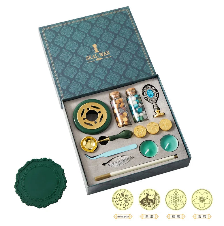 Wax Seal Stamp Set Lacquered Stamp Sealing Wax Kit Craft Supplies Scrapbooking Wedding Invitation Making tools