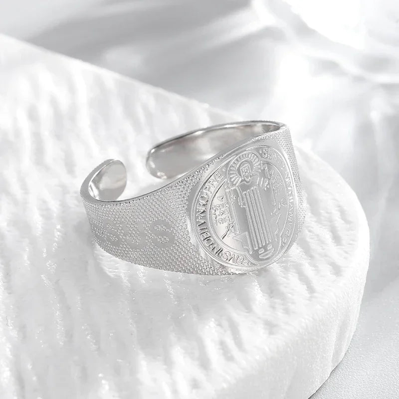Stainless Steel Angel Wing Ring Open Adjustable Feather Ring for Men Women Couple Fashion Jewelry Anniversary Gift