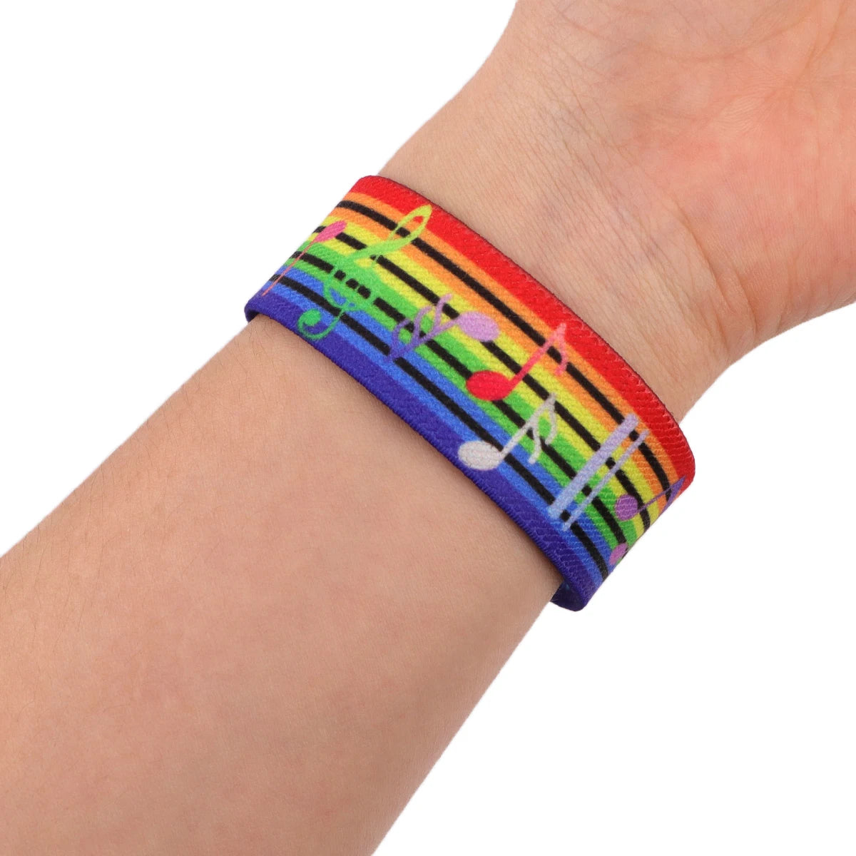 Rainbow Bracelet For Women Men Musical Notes Elastic Sports Wristband Fashion Bangles Jewelry Accessories Gifts