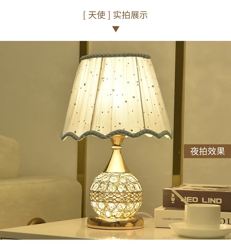 European-Style Crystal Table Lamp Ins Simple Modern Bedroom Warm Romantic Fashion Creative Decorative Bedside Lamp