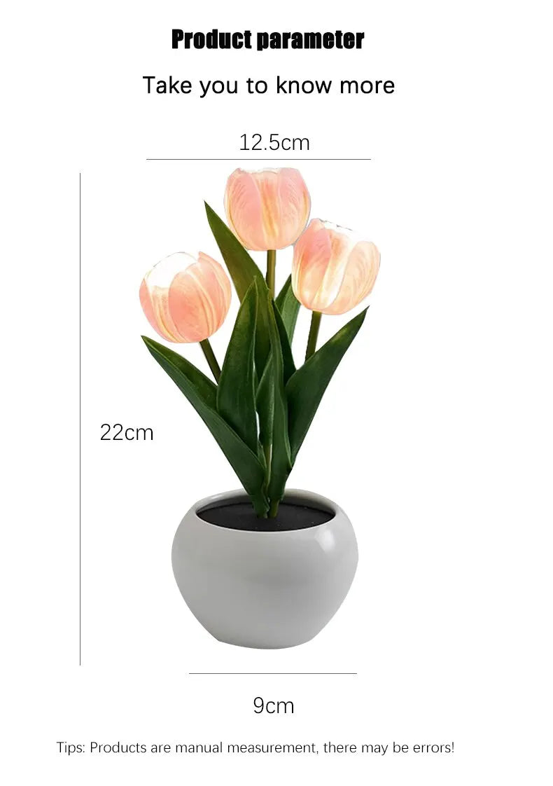 Tulip Table Lamp LED Bedside Lamp Simulation Flower Bouquet Bedroom Bedside Romantic Atmosphere Birthday Gift Home Decoration