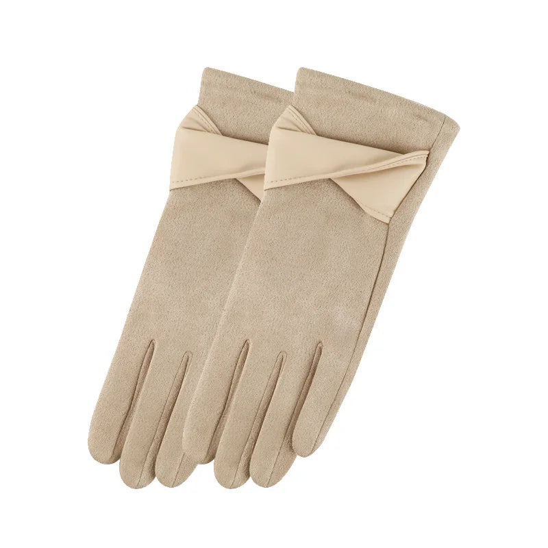Winter gloves for women suede cold-proof and warm gloves for women plus velvet thickened gloves touch screen gloves