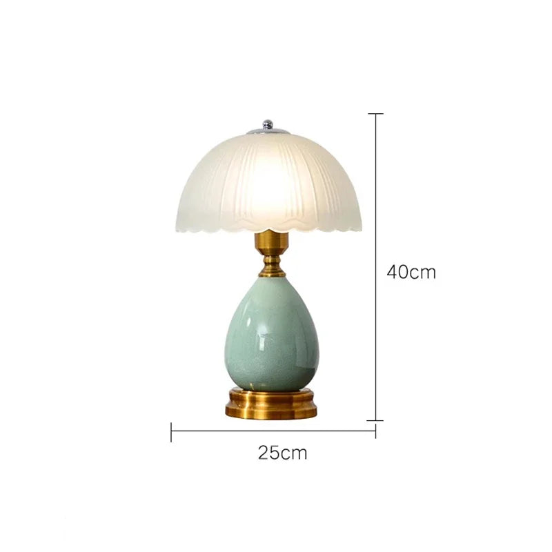 European Style Table Lamp Retro Pastoral Style Ceramic Glass Led Lamp Study Bedroom Decoration Stepless Dimming Bedside Lamp
