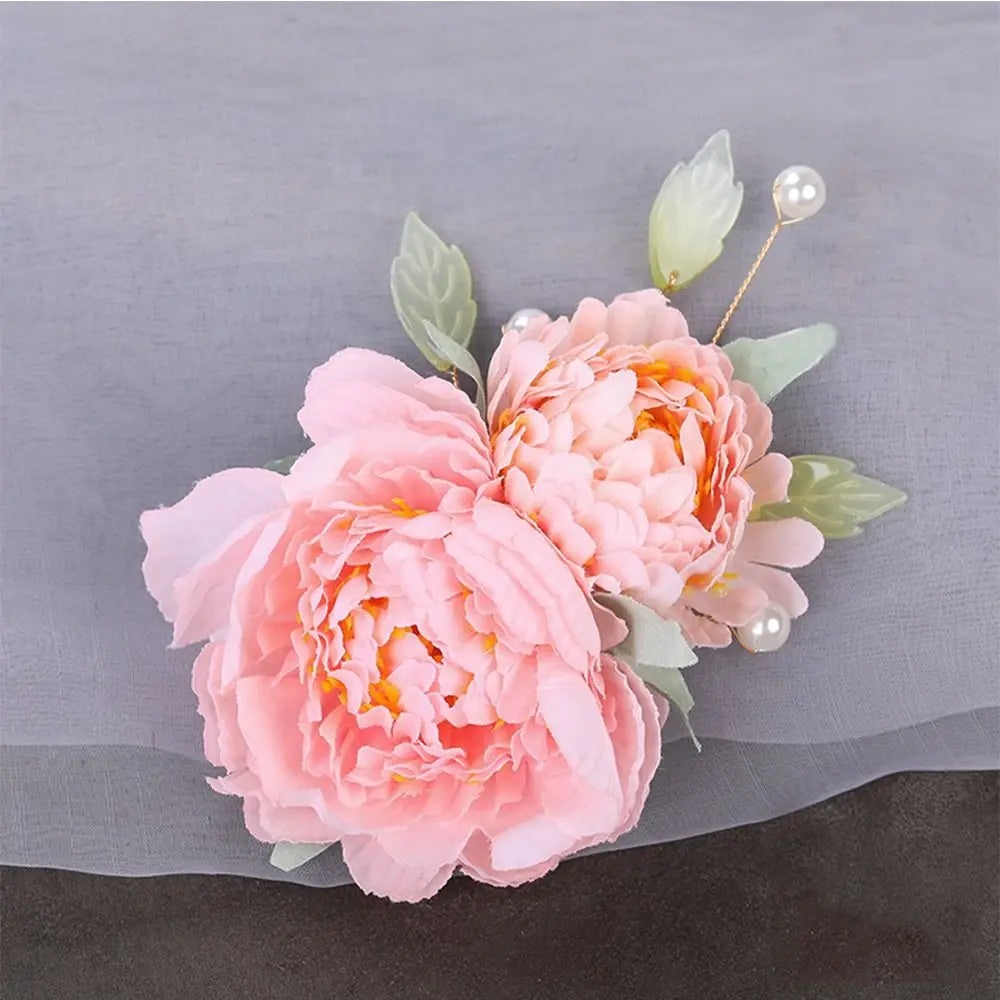 Fashion Cloth Flower Hair Clip Elegant Pearl Floral Hairpin Flower Brooch Hair Barrettes Women Girls Hair Styling Accessories