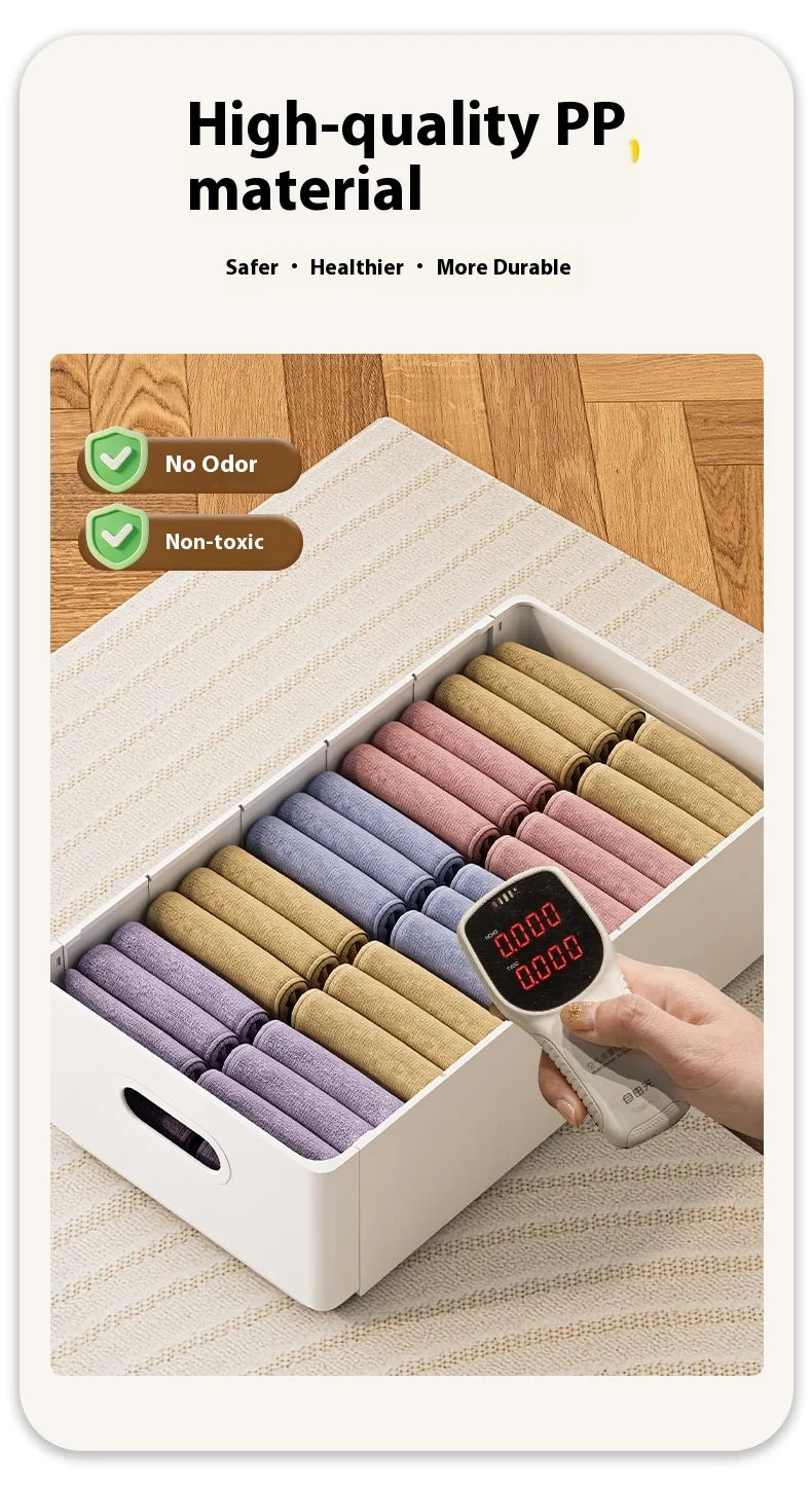 Wardrobe clothing organizer, drawer organizer, storage box with handles, foldable clothes, T-shirts, ties, scarves, towel storag