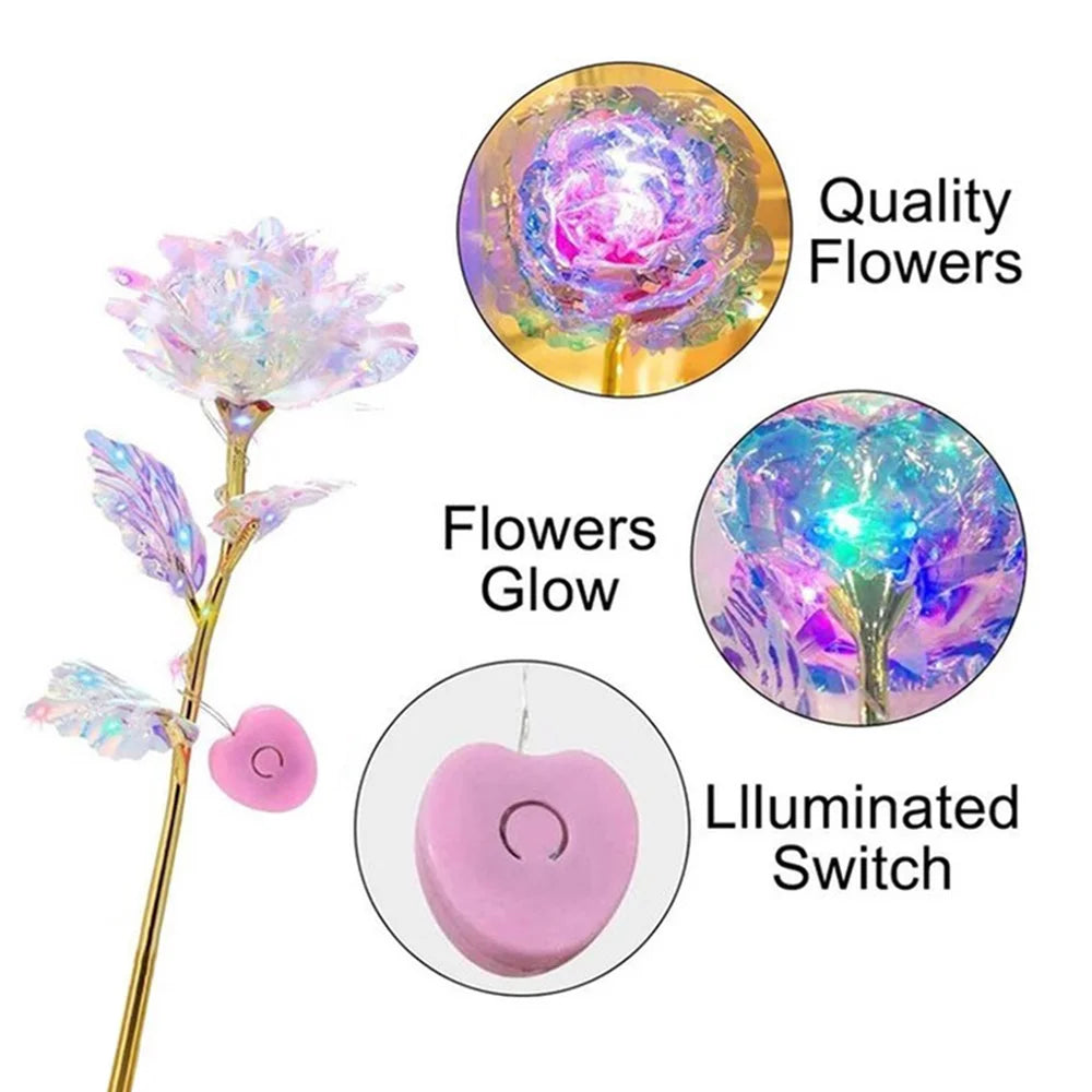 Led Valentine's Day Mother's Day Gift 24K Foil Plated Roses Flowers