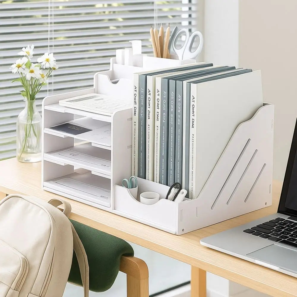 Large Capacity File Storage Rack Space Saving Thickened File Sorter Multi-Layer Partition Design Desktop Storage Box Library