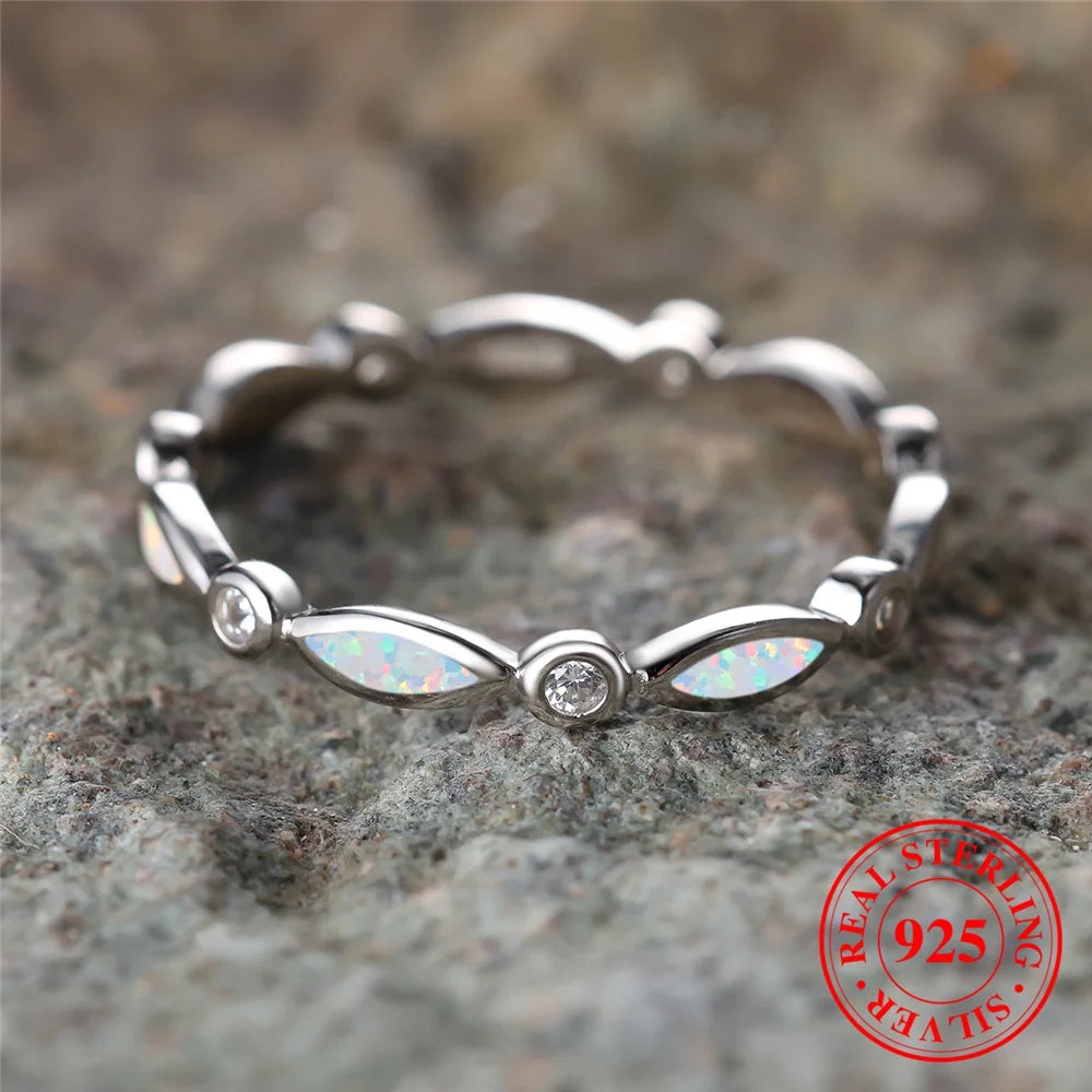 Vintage White Fire Opal Ring - 925 Sterling Silver