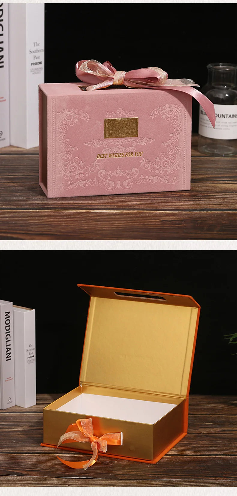 Valentine's Day Gift Box with Satin Ribbon Bow Chinese Candy Box with Magnetic Closure Gift Wrapping Bag Event Party Supplies