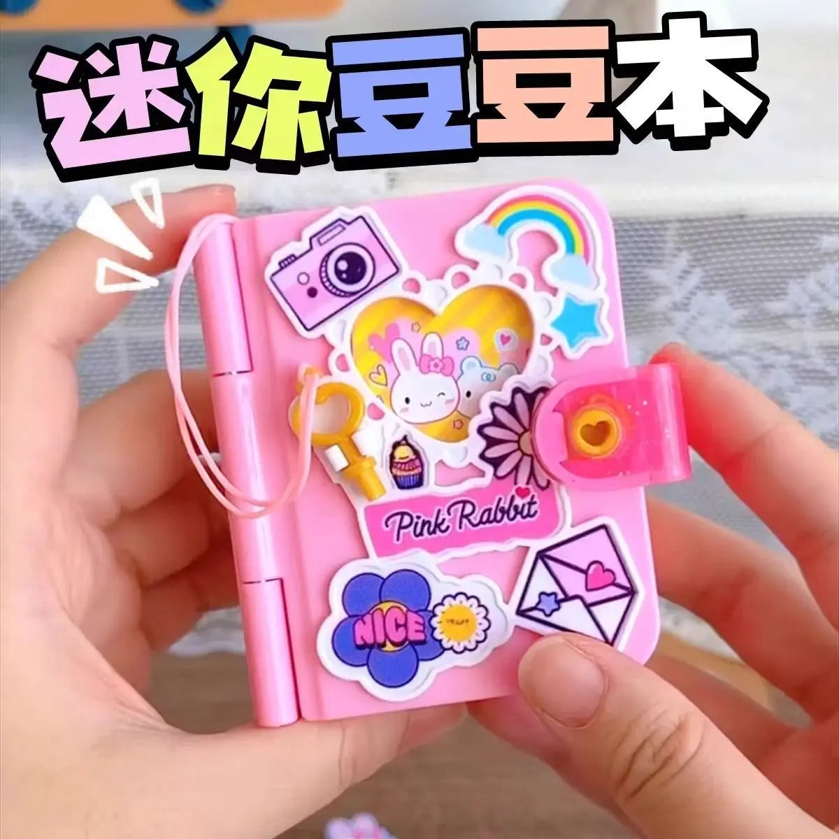Cartoon Pink Rabbit Secret Mini Notebook Secret Diary Creative Handmade Diy Simulation Girl Toy Set Gift Birthday Gift