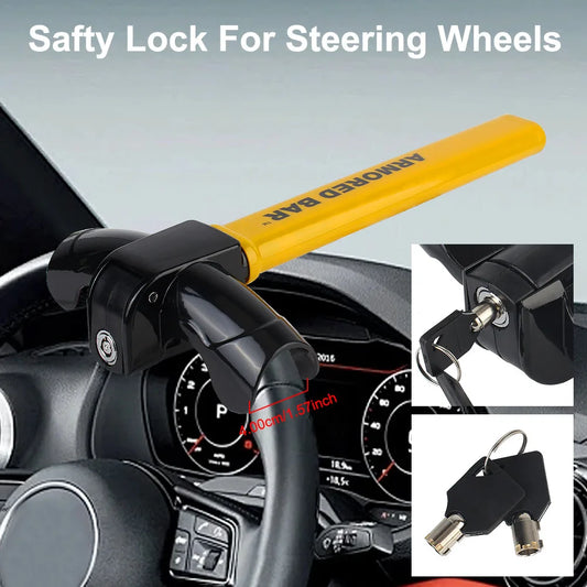 Car Accessories With Keys Security Car Locks Automobile Steering Lock Protection T-Locks Anti-Theft Car Steering Wheel Lock