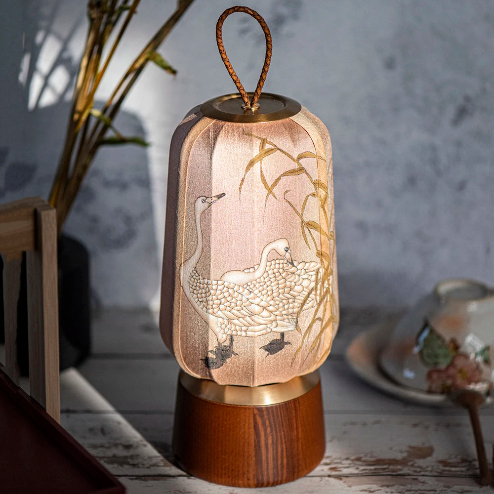 New Fabric Lanterns Portable Table lamp Traditional style Hand Art Drawing decoration Atmosphere Reading Lamp for Tea room (Free Shipping) 💝💖🌹 (Free Shipping) 💝💖🌹