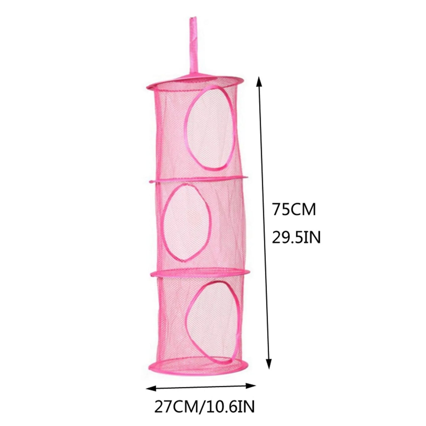 Colorful Fabric Storage Foldable Stuffed Net, 3 Compartments Hanging Mesh Toy Storage For Kid Room Toys, Gloves, Socks, Hats