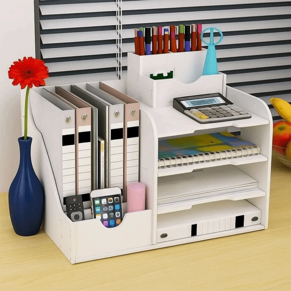 Large Capacity File Storage Rack Space Saving Thickened File Sorter Multi-Layer Partition Design Desktop Storage Box Library
