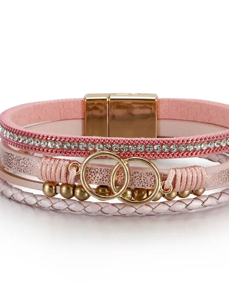 Beautiful Leather Bracelet Multi-Layer Handmade Women's Woven Bracelet Fashion Luxury Design Jewelry Bracelet Gift