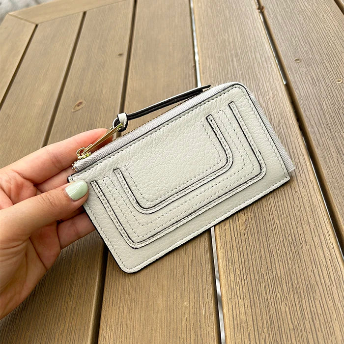 Luxury Genuine Leather Card Wallet Woman Custom Name Brand Card Holder Casual Zipper Lady Engraving Coin Purse Personalized Gift