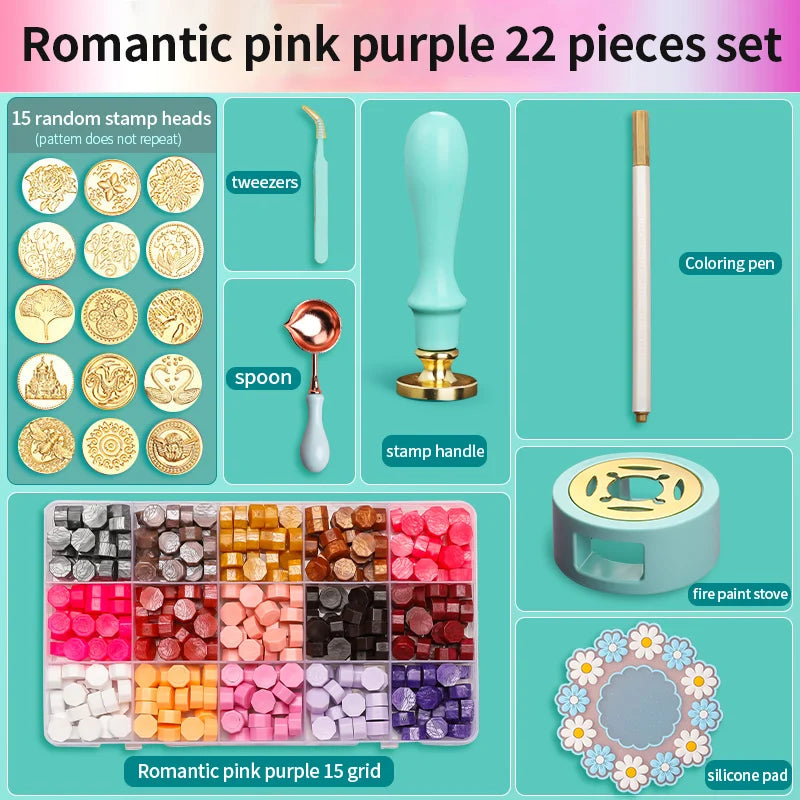 Wax Seal Stamp Set Kit Sealing Wax Storage Box Seal Furnace Craft Supplies For Wax Seal Christmas Wedding Invitation Decoration