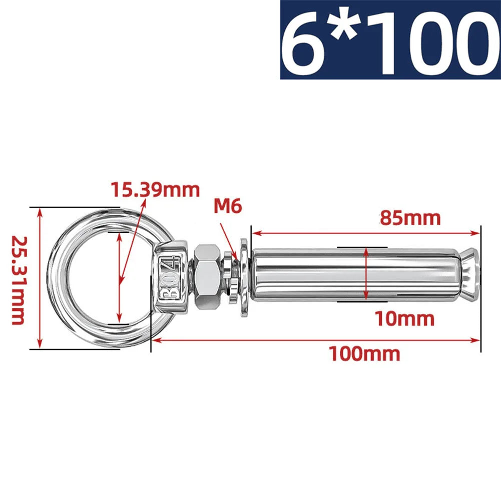 Eye Screws 304 Stainless Steel Construction Sites 100mm 15 Sizes Available Complete Size Range Lengthened Design