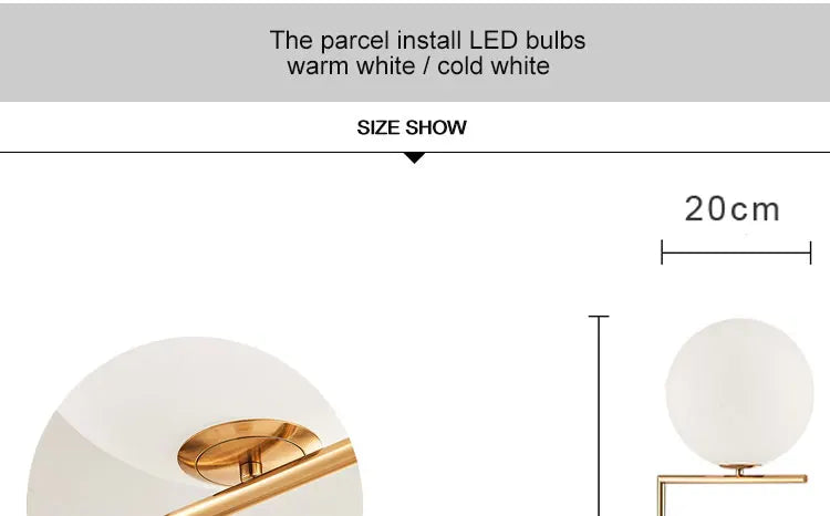 Modern Glass Ball floor lamps table lamp night light Nordic Simple Bedside Desk Home Decor LED Lustre Chandelier Light Lamparas