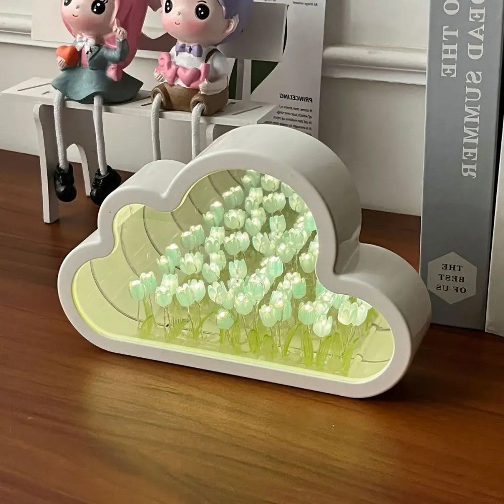 1pc Handmade DIY Clouds Tulip Lamps LED Night Light Mirror Table Lamps Bedroom Ornaments Decoration Flower Sea Atmosphere Lamp (Free Shipping) 💝💖🌹 (Free Shipping) 💝💖🌹