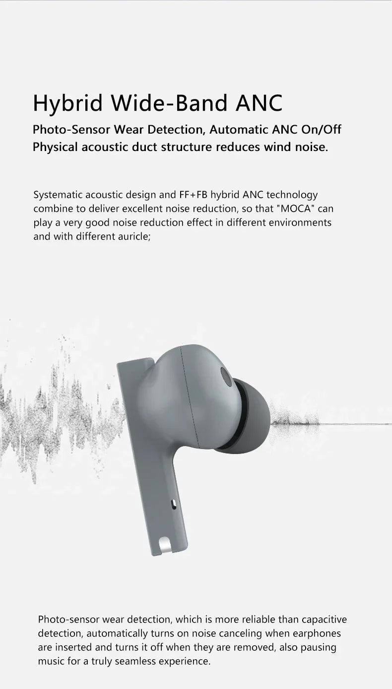 MOONDROP MOCA HiFi Sound Quality ANC TWS Low Latency Automatic Reconnection Wireless Charging BASS Control In-ear headphones