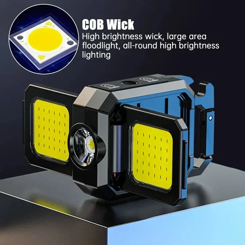 2025 LED Flashlight 1000LM USB Rechargeable COB Work Lights IPX4 Waterproof Keychain Light Lantern for Outdoor Camping Hiking
