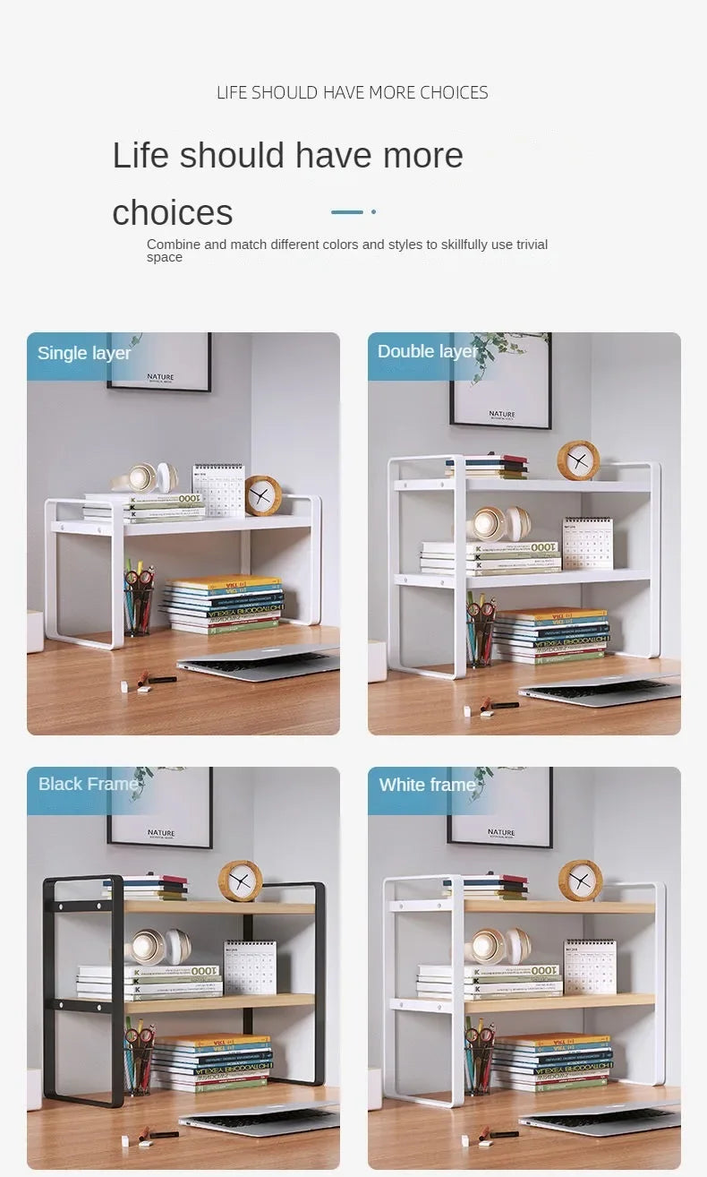 Student Dormitory Desktop Book Storage Rack Layered Sorting of Office Desk Clutter Bedroom Cosmetics Perfume Iron Storage Rack