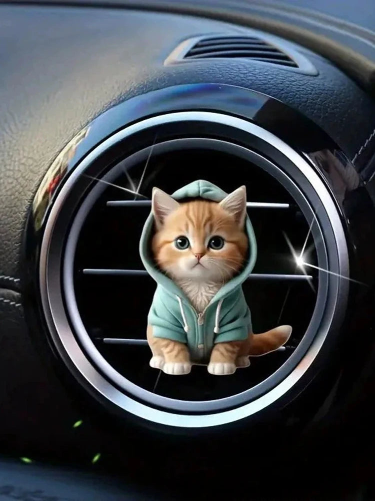 1PC Hoodie Kitten Finished Ventilating Clip Car Decoration Aromatreatment Acrylic Accessories