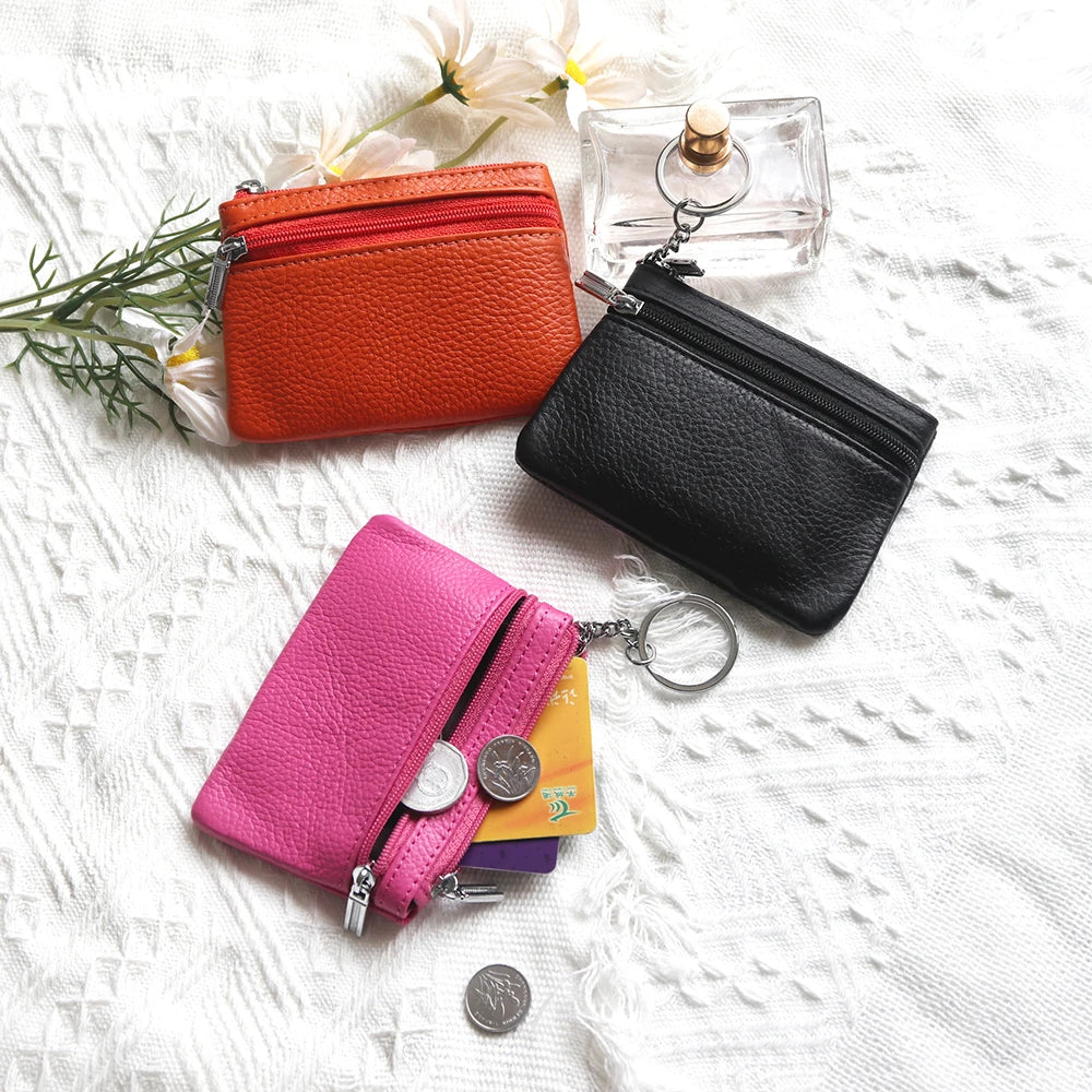 Luxury Genuine Leather Card Wallet Woman Custom Name Brand Card Holder Casual Zipper Lady Engraving Coin Purse Personalized Gift