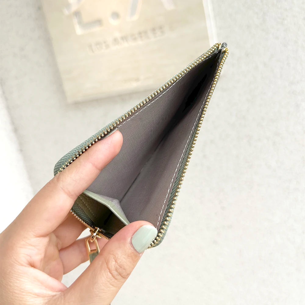 Luxury Genuine Leather Card Wallet Woman Custom Name Brand Card Holder Casual Zipper Lady Engraving Coin Purse Personalized Gift