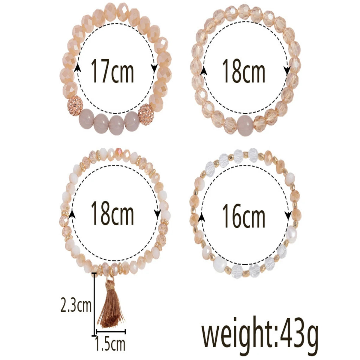 Fashionable retro Bohemian elastic bracelet with bead and tassel women's bracelet, suitable for daily wear as a holiday gift