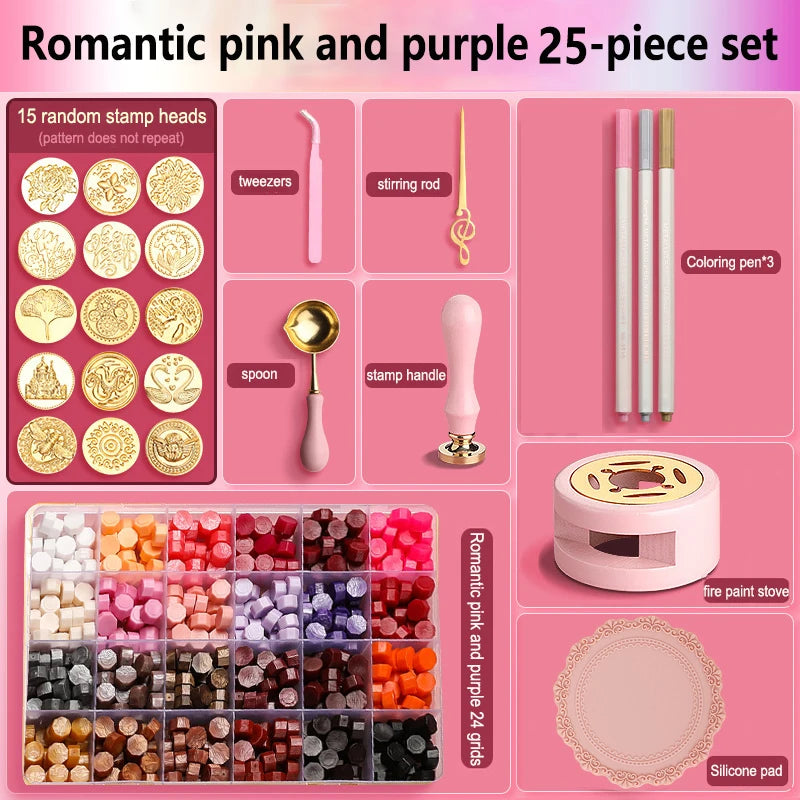 Wax Seal Stamp Set Kit Sealing Wax Storage Box Seal Furnace Craft Supplies For Wax Seal Christmas Wedding Invitation Decoration